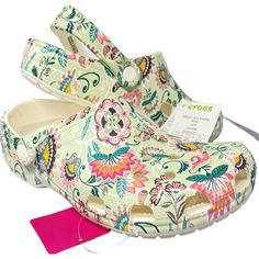 Crocs Classic Vera Bradley Floral Clog Size: Womens 8 Condition: New with tags Odor Resistant  Easy to clean  Non-marking sole Breathable  Cushioned Foot Bed Pivoting Back strap NOTE: Crocs with a "W" stands for a women's US size (not wide width) Example: W9 would stand for Womens US Size 9 Crocs with a " M" stands for a men's US size (not for medium width) Example: M13 would stand for men's US Size 13 Crocs with a M & W size stands for a unisex size Example: M4 / W6 would stand for Men's US size 4 & Women's US size 6 Thank you for shopping with us on Ebay where we have been established members since 2000 We sell 1000's of popular Name Brand items which are GAURANTEED to be 100% AUNTHETIC We are an established business who is not affiliated with any manufactures such as Nike, Adidas or Cro Spring Multicolor Clogs With Cushioned Footbed, Spring Multicolor Flat Clogs, Comfortable Non-slip Clogs For Spring, Spring Multicolor Non-slip Clogs, Green Spring Clogs With Removable Insole, Green Beach Clogs With Cushioned Footbed, Green Clogs For Beach In Spring, Green Clogs For Spring Beach Occasions, Spring Green Non-slip Clogs