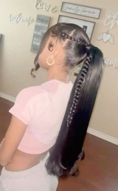 Quick Sleek Hairstyles Black Women, Ponytail Hairstyles For Black Women With Bangs, Sleek Ponytail Hairstyles, Birthday Hairstyles, Curls Hairstyles, Quick Weave Hairstyles, Pretty Braided Hairstyles