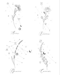 some flowers and stars are drawn on paper