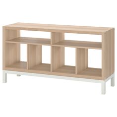 a wooden shelf with four shelves on each side