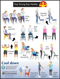 an exercise poster showing how to stay strong and healthy for the entire day or night