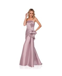 in stock Black Tie Optional Wedding, Black Tie Optional, Gathered Fabric, Trumpet Gown, Terani Couture, Straight Neckline, Wedding Bridesmaid Dresses, Dillard's, Wedding Attire