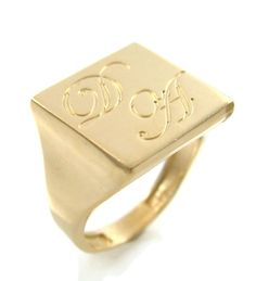 Initial ring. Gold men ring. Unisex initial by NameMyMonogram Modern Monogram Promise Ring, Classic Polished Initial Ring For Promise, Classic Initial Promise Ring, Classic Rectangular Signet Ring With Initials, Modern Initial Ring For Anniversary, Classic Monogram Rectangular Jewelry, Classic Signet Ring With Initials Open Ring, Classic Signet Ring With Initials And Open Design, Modern Signet Ring With Initials For Formal Occasions