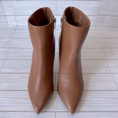 Marc Fisher Dalla Cognac Heeled Boots, Size 8,5, Ankle Boots, 3,25” Stiletto Heels, Side Zipper Closure, Pointed Toe, Synthetic Leather Upper, Nwot, Never Worn Pointed Toe Booties For Office In Medium Width, Pointed Toe Boots With 4-inch Heel In Faux Leather, Office Heeled Boots With 4-inch Heel And Almond Toe, Faux Leather Boots With 4-inch Pointed Heel, Brown Closed Toe Heeled Boots For Office, Brown Pointed Toe Boots With Padded Heel, Pointed Toe Faux Leather Booties Medium Width, Pointed Toe Medium Width Faux Leather Booties, Faux Leather Booties With Medium Width And Pointed Toe