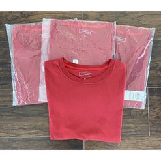 This Listing Is For A New With Tags Lot Of 4 Club Room Men's Large Pajama Crew Neck T-Shirt In Red. 60% Cotton, 40% Modal, Machine Washable. Approximate Measurements Are As Follows: Shoulder-To-Shoulder: 18" Armpit-To-Armpit: 22" Top-To-Bottom: 30" Sleeve (From Shoulder Seam): 9" Red Short Sleeve T-shirt For Loungewear, Red Relaxed Fit T-shirt For Loungewear, Red Long Sleeve T-shirt For Loungewear, Mens Pjs, Flannel Robe, Light Blue Plaid, Plaid Shawl, Red Pajamas, Belted Robe