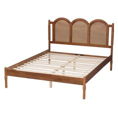 the bed frame is made up with rattan headboard and foot board, but no mattress