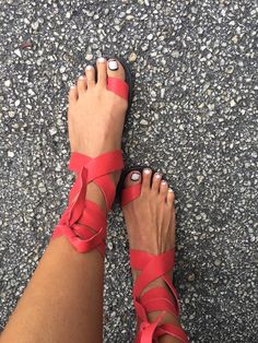 This handmade Lucy Sandal is made with soft red leather. Color customizations are available.