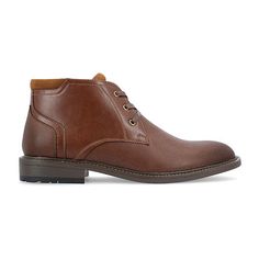 The Vaughn boot by Vance Co. is so simple yet stylish that you'll want to wear it every day. Soft vegan leather uppers and a 6 mm tru comfort foam insole make this chukka boot super comfortable. A three-eye lace-up closure and low-block heel add a classy finish.Features: ComfortClosure Type: Lace-UpFootwear Technology: Memory Foam InsoleShaft Circumference: 12 1/2 InchesBoot Shaft Height: 4 1/2 InchesShoe Heel Height: 1 1/4 InchesUpper/Outer Base Material: 100% PolyuretheneShoe Lining Material: Fall Business Casual Chukka Ankle Boots, Business Casual Plain Toe Boots For Fall, Casual Business Winter Boots, Business Boots In Faux Leather With Plain Toe, Brown Ankle-high Chukka Boots For Work, Business Boots With Plain Toe In Faux Leather, Faux Leather Business Boots With Plain Toe, Leather Boots For Business Casual In Winter, Business Casual Winter Boots With Round Toe