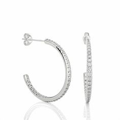 Gift her something beautiful that makes her shine forever as these 0.80 Ct J Hoop Diamond Earrings are showing their shine in white gold metal. Make her look adorable in these wonderful earrings. Vvs Clarity Hoop Diamond Earrings In Sterling Silver, Hoop Diamond Earrings With Vvs Clarity In Sterling Silver, Sterling Silver Hoop Diamond Earrings With Vvs Clarity, Silver Hoop Diamond Earrings With Prong Setting, Channel Set Hoop Diamond Earrings In Sterling Silver, Anniversary Sterling Silver Hoop Earrings Channel Set, Sterling Silver Channel Set Hoop Diamond Earrings, Sterling Silver Channel Set Hoop Earrings For Anniversary, Wedding Hoop Earrings With Channel Set Round Cut