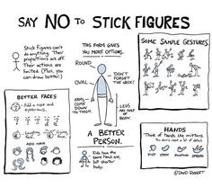 a comic strip about stick figures and how they are used to describe what people think