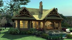 House Plan 65870, Order Code PT101 at FamilyHomePlans.com Cottage Craftsman, Tuscan House Plans, Bungalow Cottage, Cottage Style House Plans, Monster House Plans, Lake House Plans, Tuscan House, Cottage Style Homes