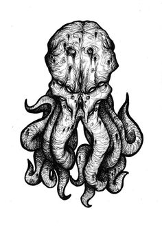 an octopus drawing with black ink on white paper