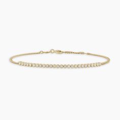 Classic Diamond Row Bracelet – gorjana Timeless Stackable Diamond Bracelet For Everyday Luxury, Classic Diamond Jewelry With Si Clarity, Timeless Stackable Diamond Bracelet, Elegant Bezel-set Bangle Jewelry, Timeless Sterling Silver Jewelry For Everyday Elegance, Everyday Elegance Jewelry Bracelet, Classic Everyday Luxury Bangle, Classic Diamond Stackable Jewelry, Classic 14k Gold Jewelry For Everyday Elegance