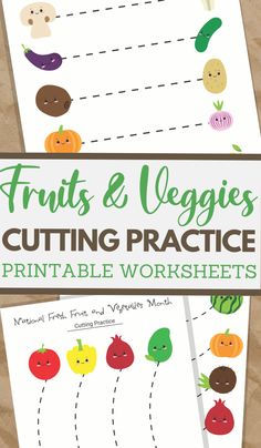 fruits and veggies cutting practice worksheet for kids to learn how to cut vegetables