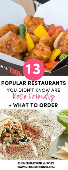 some food that is in a box with the words 13 popular restaurants you didn't know are ketchup friendly and what to order