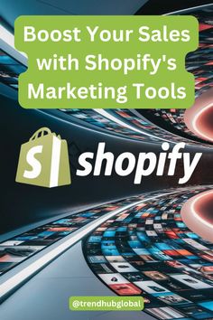 the words shopify are displayed in front of an abstract background