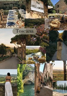 a collage of photos with the words toscana