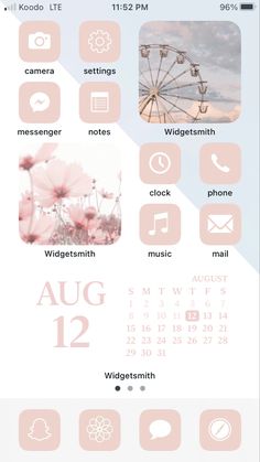 an iphone screen with the calendar on it and icons for different things to be seen