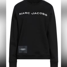 Marc Jacobs Unisex Street Style U-Neck Long Sleeves Plain Cotton Medium Size M New Black Logo Sweatshirt For Spring, Black Sweatshirt With Logo Detail For Spring, Classic Black Sweatshirt For Work, Chic Black Crew Neck Sweatshirt, Marc Jacobs Sweater, Jacob Black, U Neck, Colorful Sweaters, Medium Size