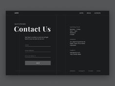 the contact page on an email form is shown in black and white, with text that reads contact us