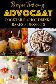 Labelled collage of images showing drinks and desserts made with advocaat liqueur. Snowball Cocktail, Christmas Nibbles, Sweet Bakes, Amaretti Cookies, Money Savvy, Mixed Drinks Alcohol, Drinks Alcohol, Party Foods, Delicious Cocktails