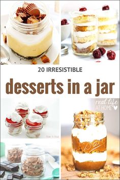 desserts in a jar with the title overlaying it's photo collage