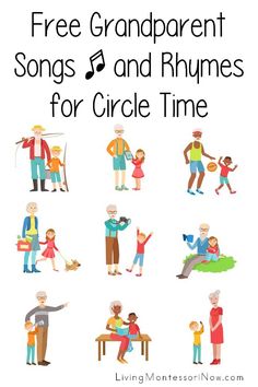 an image of grandparents and their children with the text free grandparent songs and rhymes for circle time