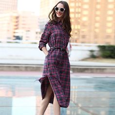 Long Plaid Shirt Dress









Size

S(155/80A)

M(160/84A)

L(165/88A)





CM

Inch

CM

Inch

CM

Inch





Length

108

42.5

112

44.1

116

45.7





Shoulder

44

17.3

45.5

17.9

47

18.5





Bust

94.5

37.2

100.5

39.6

106.5

41.9





Waist

97

38.2

103

40.5

109

42.9





Hip

102

40.2

108

42.5

114

44.9





Hem

122

48.

128

50.4

134

52.7





Sleeve Length

53.5

21.1

55

21.6

56.5

22.2 Plaid Shirt Dress, Fall Plaid, Cotton Shirt Dress, Plaid Dress Shirt, Long Shirt Dress, Dress Shirts For Women, Maxi Dresses Casual, Online Dress Shopping, Long Sleeve Shirt Dress