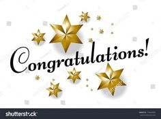 congratulations card with gold stars and confetti on white background stock photo edit now