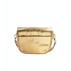 This one-of-a-kind bag fits everything comes with hooks to attach an optional strap. Detailed with a concealed magnetic closure, interior slip pocket, and fully lined. Made in Italy from responsibly sourced Python. *Final sale, No Refunds, Store Credit Only. Color: Metallic Gold Composition: Python Width: 8.8"Height: 7.7"Depth: 3" *A portion of the proceeds of the sale of this bag will benefit the Fish & Wildlife Foundation of Florida. "The Kara bag is one of my favorite everyday bags. With a mo Luxury Saddle Shoulder Bag For Daily Use, Luxury Saddle Bag With Top Handle, Luxury Crossbody Saddle Bag For Daily Use, Luxury Saddle Satchel Bag For Daily Use, Luxury Saddle Bag With Detachable Strap, Luxury Saddle Bag With Gold-tone Hardware, Luxury Saddle Bag With Detachable Strap For Everyday Use, Timeless Gold Rectangular Flap Bag, Luxury Flap Bag With Gold-tone Hardware