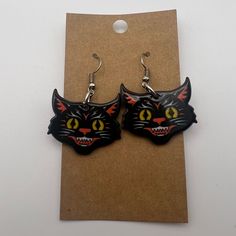 These Earrings Are Show Stoppers! They’re Made From Acrylic So They’re Lightweight! Brand New, Never Worn! Make Sure To Check Out My Other Items Because I Love Bundles! Cat Acrylic, Black Cat Earrings, Cat Earrings, Acrylic Earrings, Dream Jewelry, Earrings Color, Body Jewelry, Make Sure, Black Cat