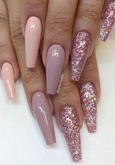 # Nails Mauve Nails With Glitter, Pedi Designs, Blush Pink Nails, Face Nails, Bee Nails, Mauve Nails, Random Products, Queen Nails, Lipstick Nails