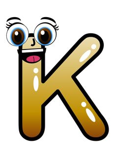 a cartoon letter k with big eyes