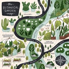 an illustrated map of the botanical garden