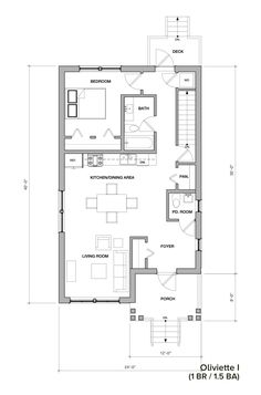 the floor plan for a two bedroom apartment with an attached kitchen and living room area