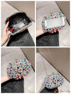 BirdinBag – Rhinestone-Embellished Evening Clutch Bag with Chic Clip Top – Bird in Bag Multicolor Rhinestone Shoulder Bag For Party, Crystal Clutch Bag With Rhinestones, Handheld Crystal Bags With Rhinestones, Crystal Clutch With Rhinestones, Gucci Sylvie, Evening Clutch Bag, Chain Bag, Box Bag, Evening Clutch