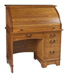 an old fashioned wooden desk with drawers