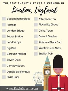 the best bucket list for a weekend in london, england