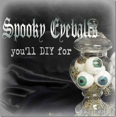 there is a glass jar with googly eyes on it and the words spooky crumbles you'll diy for