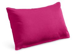 a bright pink pillow on a white background