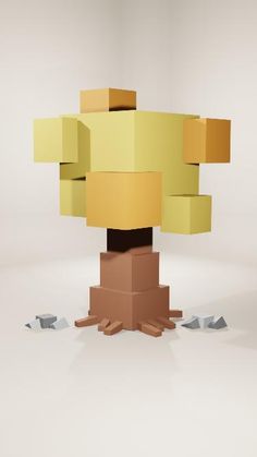 an image of a very strange looking object made out of cardboard boxes and cubes