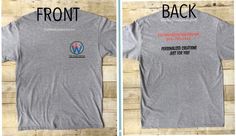 the front and back of a gray shirt