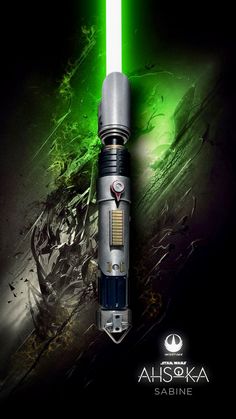 a green light saber is shown in this advertisement for the new star wars game,