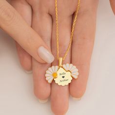 "14K Gold Personalized Daisy Name Necklace (Dainty Custom Daisy Pendant, Monogram Jewelry) is perfect gifts for her, a girlfriend, women, a mom, a sister, or your wife on Christmas, birthday. Materials: 925K Sterling Silver Style: Minimalist Chain style: Cable Chain length: from \"12 (+2\" Extender) to \"22 +2\" Extender) -  (+2\" extender for each product to help if you want to adjust)  Finish: Gold OTHER INFORMATION MATERIAL - We produce our jewelry with High-Quality 925K Sterling Silver   fro Customizable White Jewelry For Anniversary Gift, Mother's Day Gift White Necklace For Mom, White Necklace For Mother's Day Gift, White Jewelry For Anniversary Gift, Anniversary Gift White Jewelry, Personalized White Necklace For Mother's Day, Personalized White Necklace For Birthday Gift, White Necklace For Mother's Day Personalized Gift, White Birth Flower Jewelry For Mother's Day