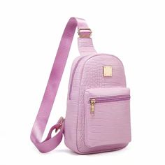 Versatile Vegan Bag Adjustable Strap Great Size Zipper Closures Trendy Purple Shoulder Bag With Cell Phone Pocket, Pink Shoulder Chest Bag With Mobile Phone Pocket, Pink Crocodile Pattern Shoulder Bag For Everyday Use, Coach Bucket Bag, Mini Crossbody Purse, Pink Crossbody Bag, Crossbody Bags For Travel, Crocodile Pattern, Black Leather Purse