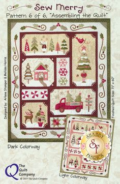 the cover of sew merry pattern book, featuring an image of a truck and christmas trees