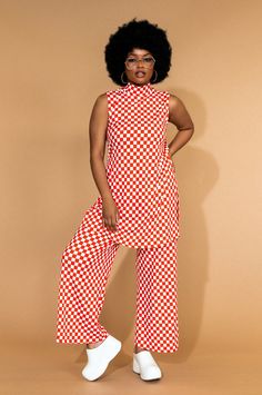 LALA ORIGINAL: Gigi Sleeveless Ribbed Playsuit in Retro Red Check – Dressed in Lala Red Check Dress, Satin Playsuit, Rad Clothes, Blazer Set, Flannel Jacket, Check Dress, Sweater Collection, Brunch Outfit, Long Tunic