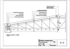 an architectural drawing shows the details for a roof trussing system, including rafters and beams