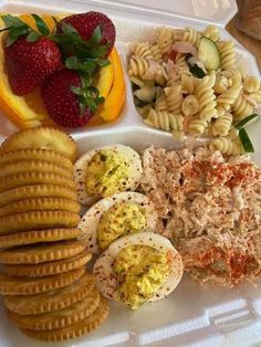 a plastic container filled with different types of food