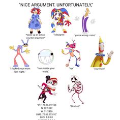 an image of cartoon characters that are in the same font and numbers on each one